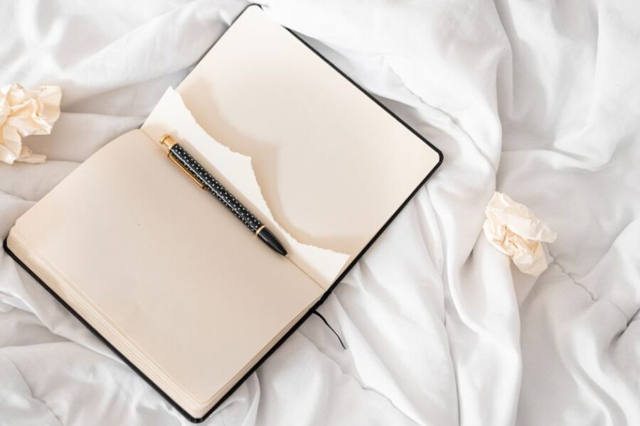 Journal with pages ripped out