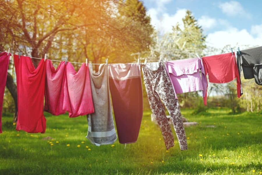 Washing on line in backyard